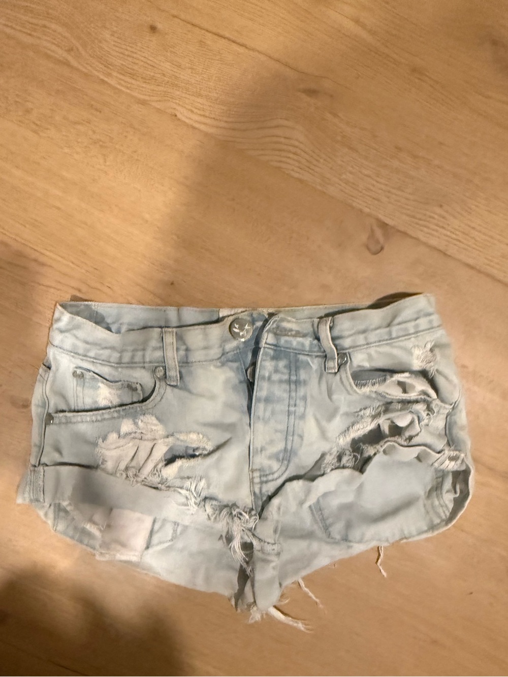 One Teaspoon Light Blue Distressed Denim Cutoff Shorts